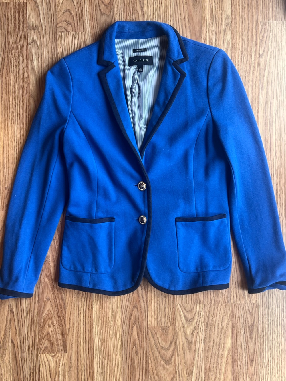 Talbots Royal Blue Blazer with Black Trim